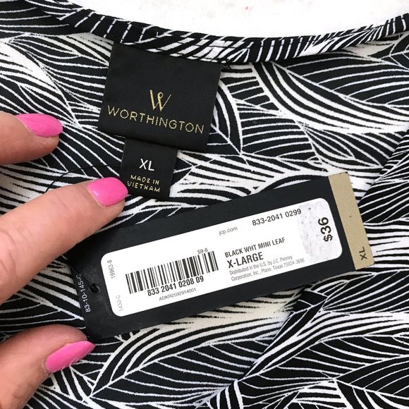 New Worthington Mini leaved v neck top XL - Picture 7 of 7